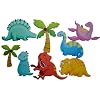 8 tlg. Set 3-D ! Wandtattoo / Fensterbild Dino selbstklebend Tattoo Zimmer Kinderzimmer Kinder Kind Baby Deko Dekoration Bilder Tier Dinosaurier Saurier Urzeit Junge Fenstersticker Wandsticker Sticker wiederverwendbar Glitzer Langhals Pappe