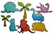8 tlg. Set 3-D ! Wandtattoo / Fensterbild Dino selbstklebend Tattoo Zimmer Kinderzimmer Kinder Kind Baby Deko Dekoration Bilder Tier Dinosaurier Saurier Urzeit Junge Fenstersticker Wandsticker Sticker wiederverwendbar Glitzer Langhals Pappe