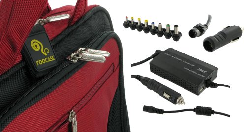 rooCASE 4n1 Combo - Acer Aspire One AO751H-1401 11.6-Inch with AC and DC Adapter Charger Home / Car / Airplane - Red / Black Deluxe Bag