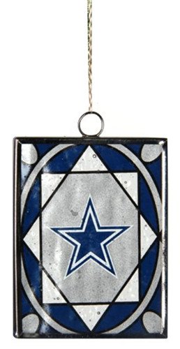 Dallas Cowboys Official NFL 2 inch x 3 inch Stained Glass Christmas Ornament
