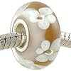 Low price Sienna Blossom Murano Glass Sterling Silver Solid Core Bead fits European Charm Bracelet