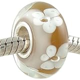 Sienna Blossom Murano Glass Sterling Silver Solid Core Bead fits European Charm Bracelet