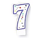 Creative Converting CANDLE-4566 Polka Dot 7 Numeral Candle, 3-Inch x 1.5-Inch