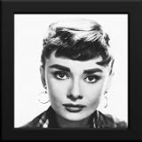 Audrey Hepburn Custom Framed 12x12 B&W Photo (Heavy Eyebrows)