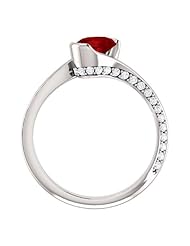 18K White Gold 7.00x5.00mm Oval Cut Ruby and Diamond Ring -- LIFETIME WARRANTY