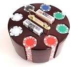 200 11.5 Gram Striped Dice Poker Chips & Wooden Carousel