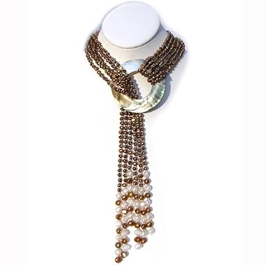HinsonGayle Glamour Collection "Cleopatra" Six-Strand Chocolate Cultured Pearl Lariat Necklace
