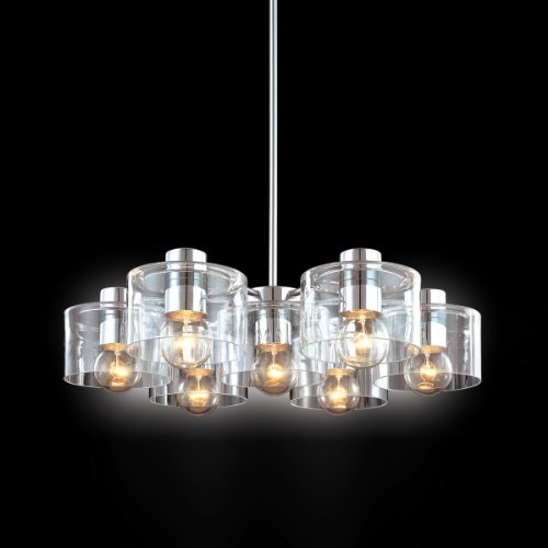 Sonneman 4807 Seven Light Transparent Round Chandelier From the Transparence Collection, Polished Chrome On Sale