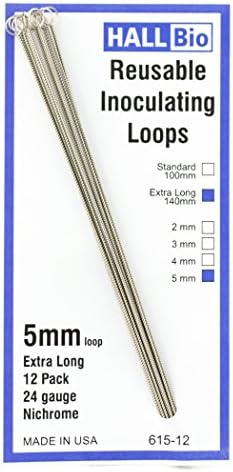 Hall Bio 615-12 2mm x 140mm Reusable Inoculating Loops, Nichrome A (12 Pack)