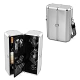 Picnic Time Escape 1-Bottle Insulated, Aluminum Case w/ Wine Service For 2 (Silver)