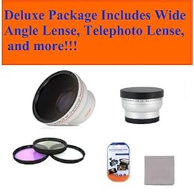 Deluxe Package Includes- 37mm 3pc Filter Kit + 37mm 2x Telephoto Lens + 37mm 0.45x Wide Angle Lens with Macro + Microfiber Cleaning Cloth + LCD Screen Protectors for Sony Hdrcx130 Handycam Camcorder