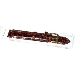 Genuine Crocodile Watch Band Brown Leather Strap 18mm