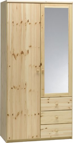 Steens 29910619 Kleiderschrank Axel 200 x 97 x 62 cm Kiefer massiv, natur lackiert