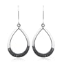 Sterling Silver Black Diamond Tear Drop Wire Earrings