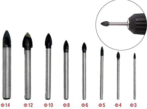 8pcs Tile Glass Ceramic Mirror Carbide Triangle Tip Cutting Drill Bit Set