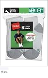 6-Pack Hanes Boys Red Label Cushion Ankle 422/6, White w/ Grey Heel and Toe, Large