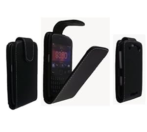 FOR BLACKBERRY CURVE 9360 STYLISH SMOOTH BLACK FLIP LEATHER CASE COVER POUCH