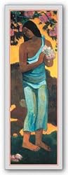 Tahitian Woman with Blossom (Detail) by Paul Gauguin 11.125"x36.75" Art Print Poster