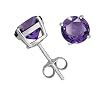 Sterling Silver 8mm Round Amethyst Earrings
