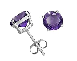 Sterling Silver 8mm Round Amethyst Earrings