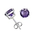 Sterling Silver 8mm Round Amethyst Earrings