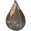 Deluxe Retro Rindsleder Boxbirne medium braun / Leder Speedball im 6 Elementen Design