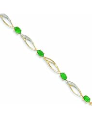 Genuine 14K Yellow Gold Diamond And Emerald Oval Bracelet 4 Grams Of Gold 100% Satisfaction Guaranteed.