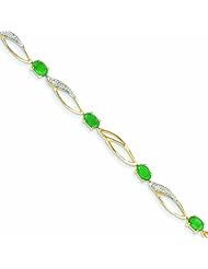 2.8 Carat 14K Gold Diamond and Emerald Oval Bracelet