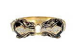 Black Onyx Double Panther Bracelet with Ruby Gemstone Eyes - Fashion Bracelet