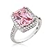 Cavalier Jewelers Sterling Silver Engagement Wedding Ring Radiant Cut Pink Cubic Zirconia CZ Ring 4.5 ct.tw - Nickel Free