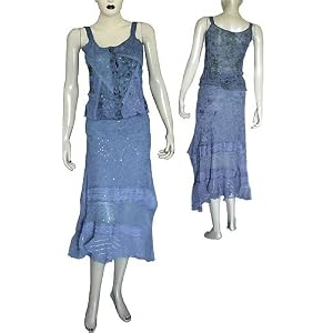 Buy 2 Piece Skirt Set in Georgette Embroidery Ladies Casual Sundresses Size S by ShalinCraft