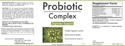 Probiotic Complex 700 Million CFU Digestion Support 120 Capsules | Daily Nutrition