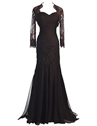 Lace Pleated Chiffon Mermaid  Dress