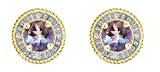 10k Yellow Gold, June Birthstone, Created Alexandrite and Diamond Earrings