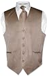 Men's Dress Vest & NeckTie Mocha / Light Brown Striped Vertical Stripes Design Set for Suit or Tuxedo