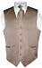 Men's Dress Vest & NeckTie Mocha / Light Brown Striped Vertical Stripes Design Set for Suit or Tuxedo