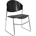 Black Plastic Stack Chair with Crhome Finished Sled Base [RUT-CA02-BK-CHR-GG]