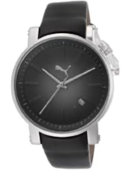 Womens Black and Gray Dial Black Leatherette