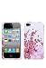 Crystal Hard Faceplate Cover Case With Pink and White Flower Design for Apple Iphone 4G 4