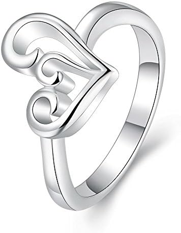 Mens Womens Wedding Bands Rings Set Silver Plated Heart Promise Rings High Polished Finish Comfort Fit