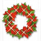 CORDLESS LIGHTED POINSETTIA WREATH