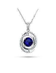 Sterling Silver Floating Sapphire CZ Necklace