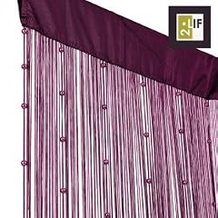 Fadenvorhang Helena Lila/Aubergine mit Perlen, 90x250cm