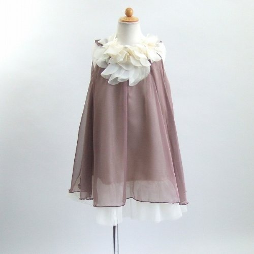 子供ドレス　子どもドレス  ピアノ発表会　結婚式　パーティー  シフォンドレス 　284br ブラウン
