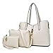 Meet Color Stylish Women Handbag Shoulder Bags Tote Purse Leather Messenger Bag Set Beige