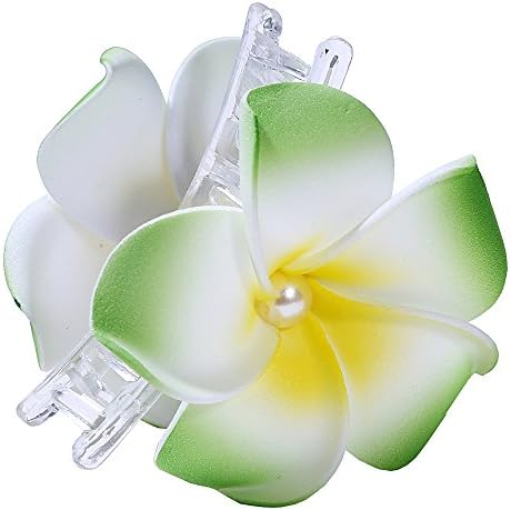 OUYAD 6CM Plumeria Foam Flower Hair Claw With Pearl Green Color