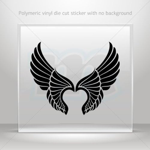 Sticker Decals Pair of Wings car helmet window Boat jet-ski Garage door 16 X 9.6 Inches Black 1602 XR648