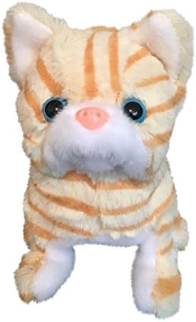 The Walking Tail Wagging Meowing Kitty Cat Pet Toy (BATTERIES and Bonus Easybuy Crayon Set INCLUDED) Light Brown Striped