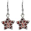 Garnet Cubic Zirconia Pave Star Platinum Overlay CAREFREE Sterling Silver Drop Earrings