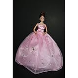 Beautiful Pink & Silver Accented Lace Ball Gown Made to Fit the Barbie Doll